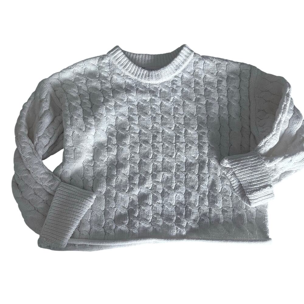 Zara Cream Cable Knit Crewneck Sweater - Size 8/9
